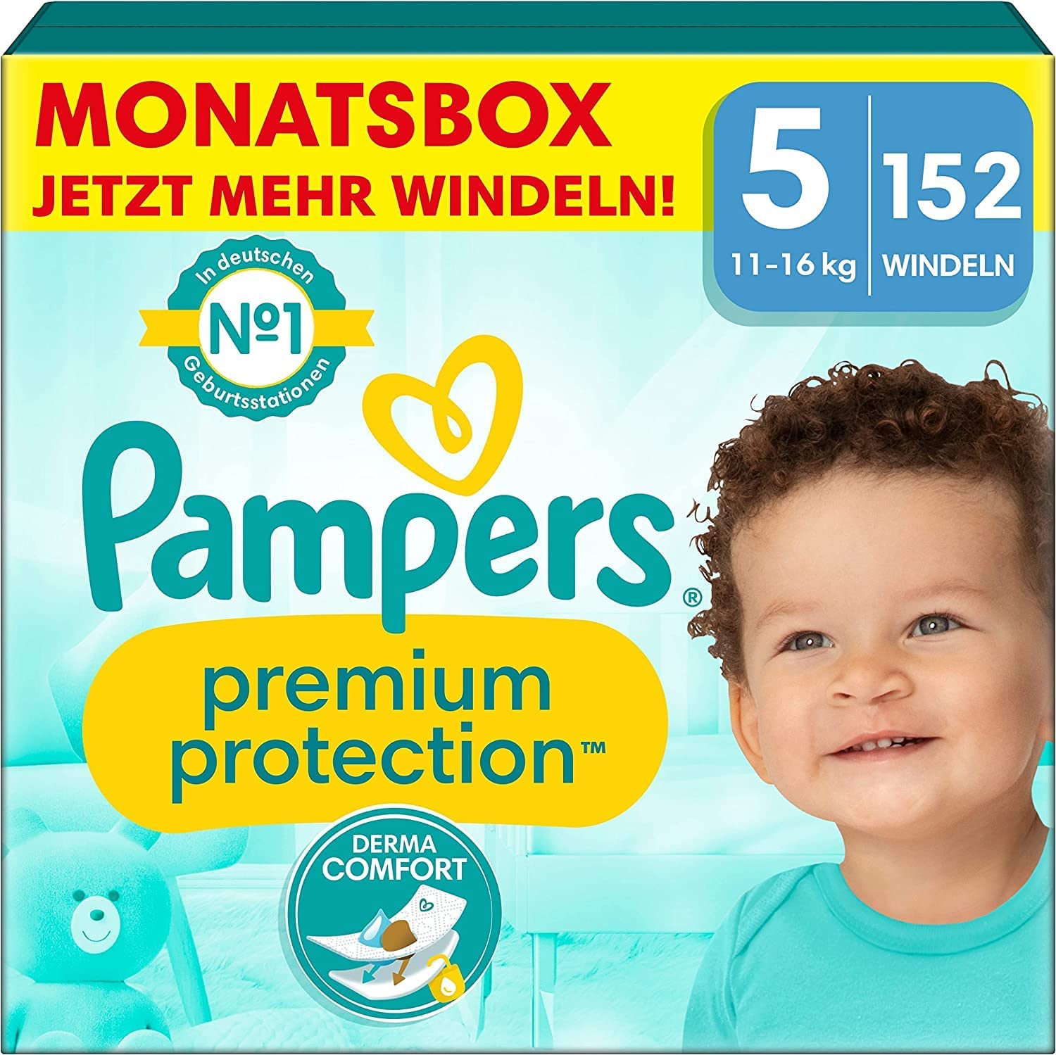Pampers Premium Protection Größe 5, 152 Windeln, 11kg - 16kg